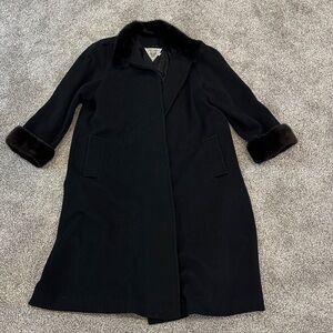 J Percy for Marvin Richards Black Coat with Fur Trim